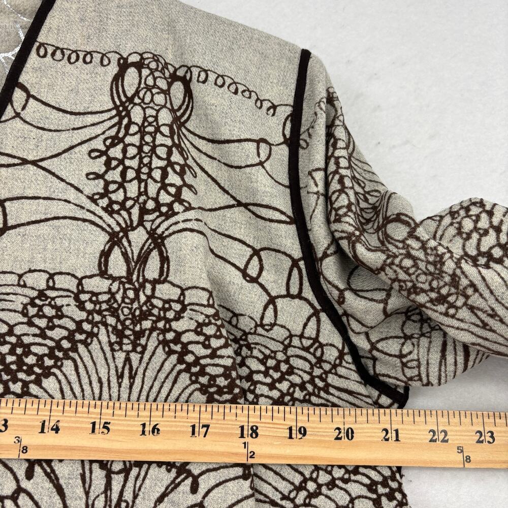 Chico's Reversible Jacket Blazer Size M Beige Brown Embroiderd Wool Blend Open - Picture 11 of 14